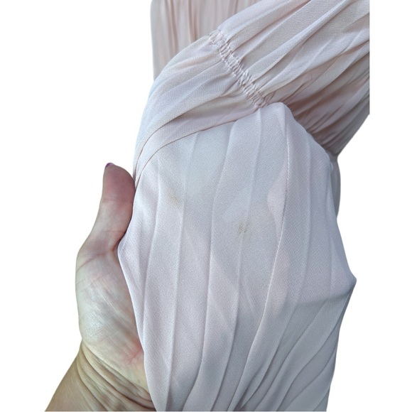 Pink Self-Portrait Lace-trimmed Pleated Chiffon Maxi Dress UK 14/US 10 - Picture 13 of 14